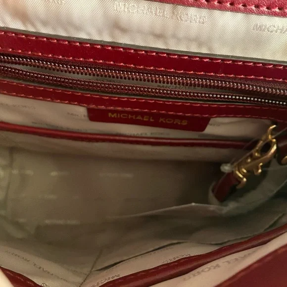 michael kors MOTT chain leather backpack burgundy